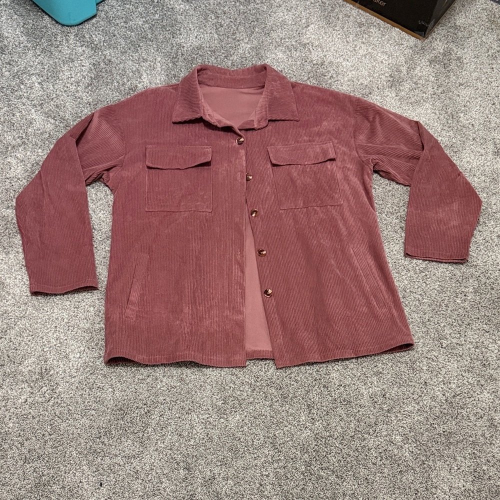Amazon Women's Pink Corduroy Button Down Shirt